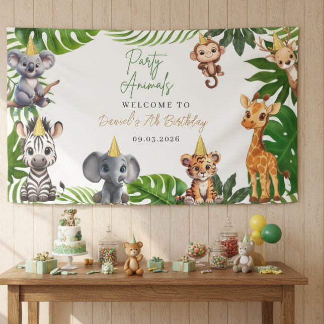 Editable Party Animals Jungle Birthday Banner (Creator Uploaded)