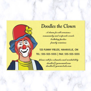 Editable Party Clown Business Card