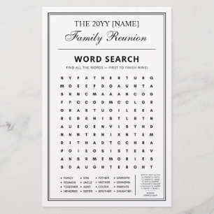 Editable Party Games, Family Reunion Word Games Flyer