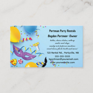Editable Party Rentals  Business Card