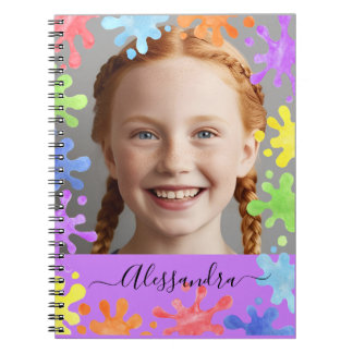 Editable Pastel Splash Custom Photo Frame  Notebook