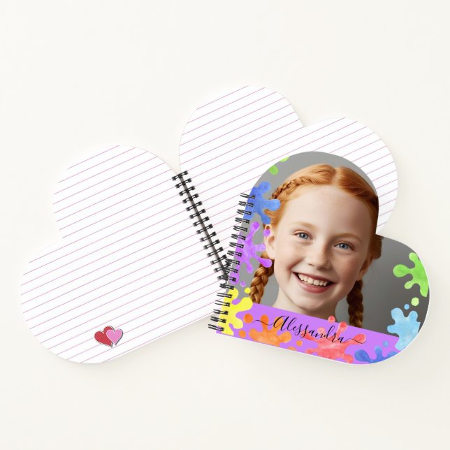 Editable Pastel Splash  cute Custom Photo Frame  Notebook (Inside)