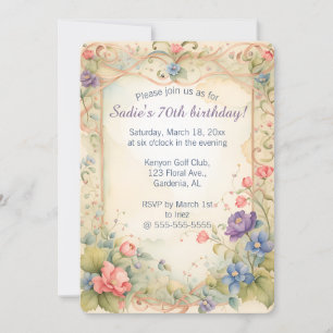 Editable Pastel Trellis Vines and Roses Invitation