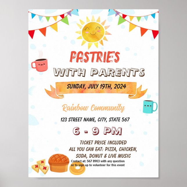 Editable pastries with parent event flyer poster (Front)