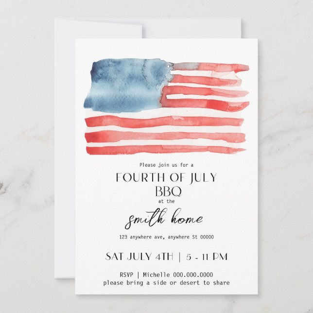 Editable Patriotic Independence Day BBQ Invitation (Front)