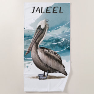 Editable Pelican Beach Towel