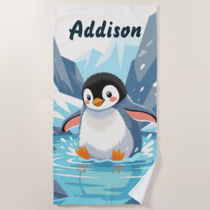 Editable Penguin Beach Towel
