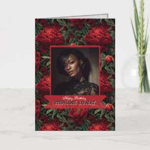 Editable Peonies Petal Spring Birthday  Card