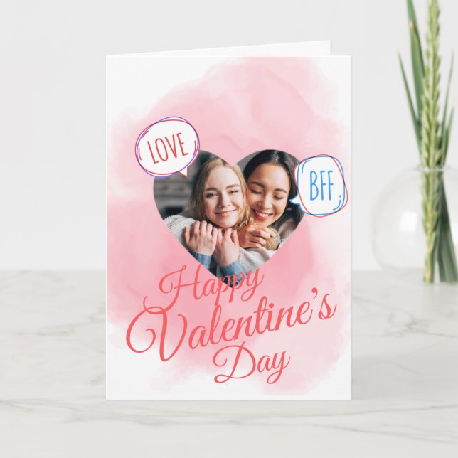 Editable Photo BFF Valentine's Day Card (Front)