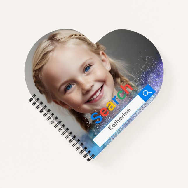 Editable Photo blue grey  glitter Google  Notebook (Front)