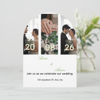 Editable Photo Collage Save The Date Wedding Invitation