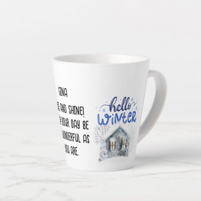 Editable Photo Colour Name Write Holiday Gift Whit Latte Mug (Right Angle)