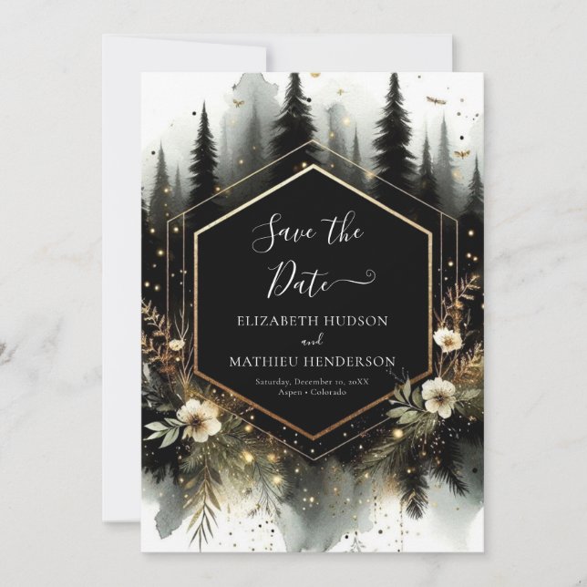Editable Photo Enchanted Forest Wedding Save The Date (Front)