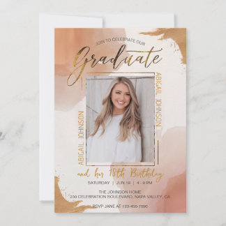 Editable Photo Eye Catching Birthday Graduation Invitation