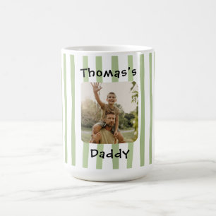 Editable Photo Green Stripes Coffee Mug