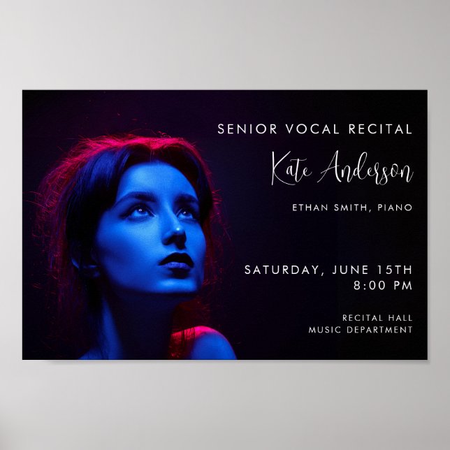 Editable Photo Music Concert Recital Template  Poster (Front)