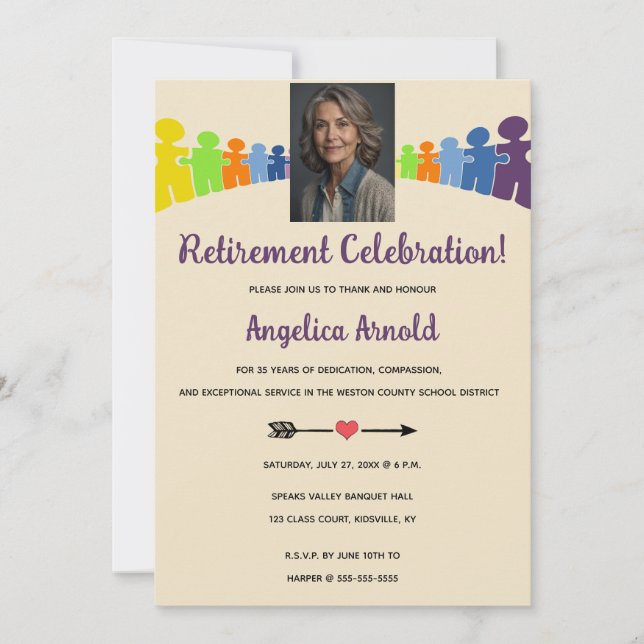 Editable Photo Teachers Retirement Invitation (Front)