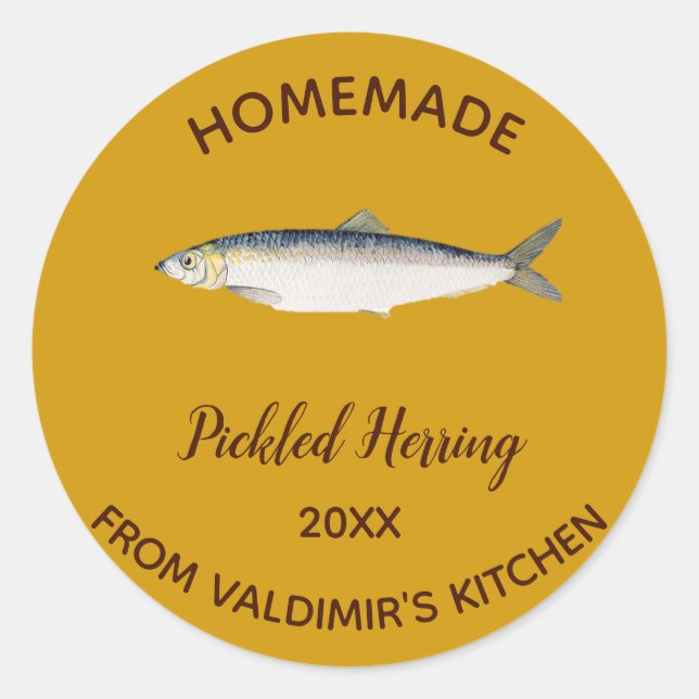 Editable Pickled Herring Classic Round Sticker (Front)