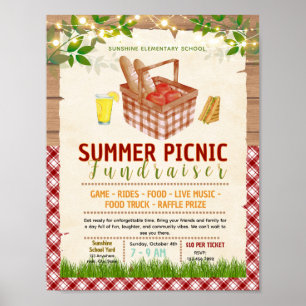 Editable picnic fields day fundraiser flyer poster