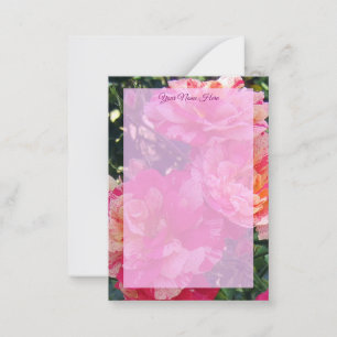 Editable Pink and White Striped Roses Flat Card