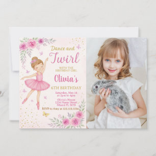 Editable Pink Ballerina Party Invite Template