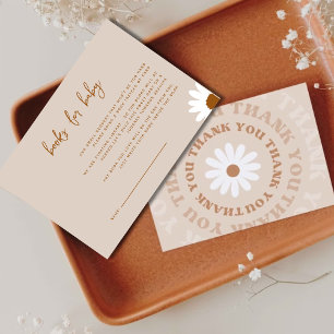 Editable pink Boho baby shower books for baby 