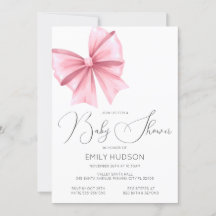 Editable Pink Bow Coquette Invitation