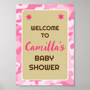 Editable Pink Camo Party Welcome Sign