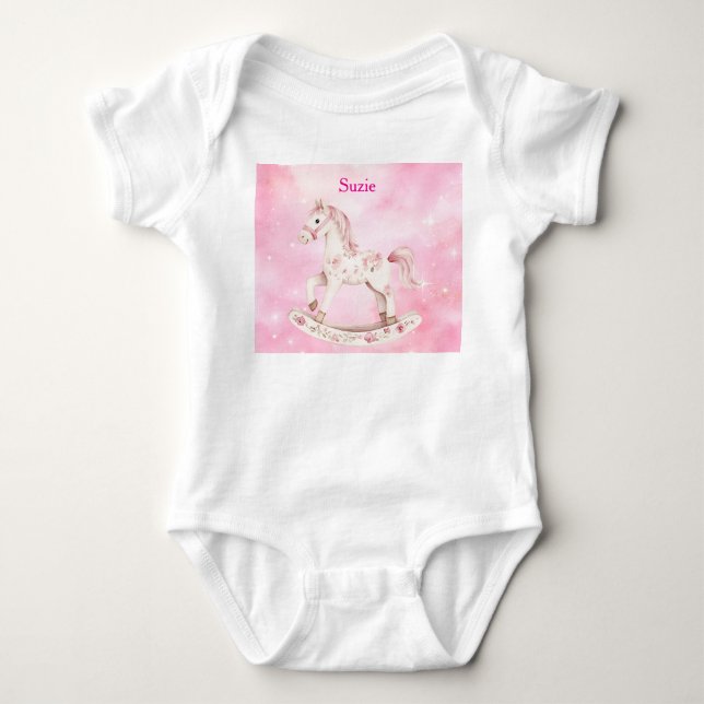 Editable Pink Chinoiserie Baby Bodysuit (Front)