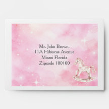 Editable Pink Chinoserie Baby Shower Envelope