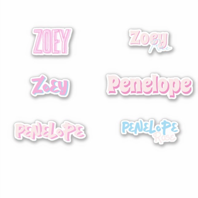 Editable Pink Custom-Cut Name Vinyl Sticker (Front)