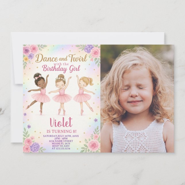 Editable Pink Dance Party Template with photo (Front)