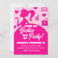 Editable Pink Doll Girl Fashion Party Birthday