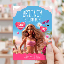 Editable Pink Doll Theme Birthday