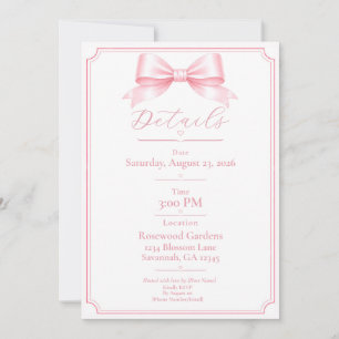 Editable Pink Elegant Bridal Shower Details Card 