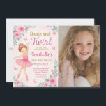 Editable Pink & Gold Dance Party Card for Girls<br><div class="desc">Invite friends to twirl and celebrate with this chic ballerina birthday invitation, featuring soft pink tones, elegant gold accents, and ballet slipper illustrations. This easy-to-edit 5”x7” template is perfect for your little dancer’s special day. Fully customisable with your event details—no software needed. Ideal for modern ballet themes, toddler parties, or...</div>