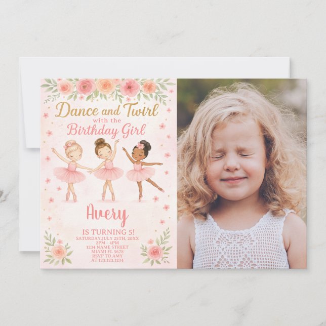 Editable Pink Pastel Dance Party for Girls Invitation (Front)