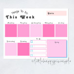 Editable Pink Weekly Planner Notepad<br><div class="desc">Welcome a pop of colours in your daily life with our Editable Pink Weekly Planner Notepad. This vibrant pink planner is stylish, functional, and a great way to plan out your weekly schedule. All seven days of the week are neatly divided, providing plenty of room to write down all your...</div>