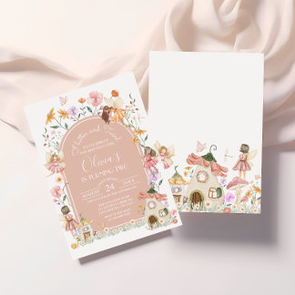 Editable Pink Wildflower Fairy Birthday Invitation