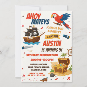 Editable Pirate Birthday Party Invitation