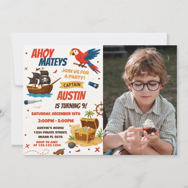 Editable Pirate Birthday Party Invitation (Front)