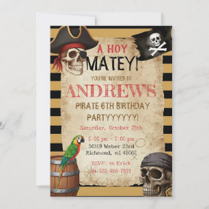 Editable Pirate Party Template Invitation