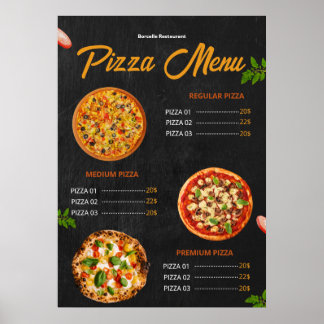 Editable Pizza Menu Pizzaria Restaurant Menu Poster