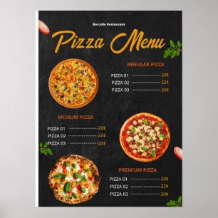 Editable Pizza Menu Pizzaria Restaurant Menu Poster