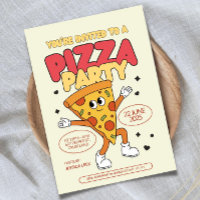 Editable Pizza Party Birthday Invitation template,