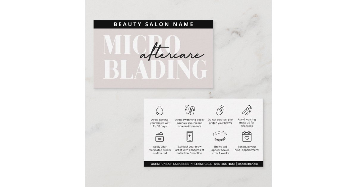 Editable PMU Brow Eyebrows Microblading Aftercare Business Card | Zazzle