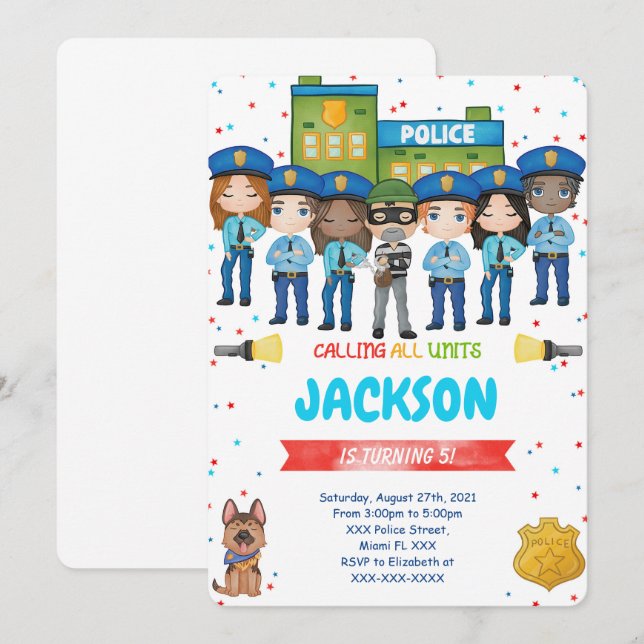 Editable Police Invitation (Front/Back)