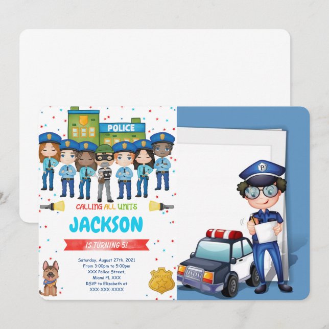 Editable Police Photo Invitation (Front/Back)