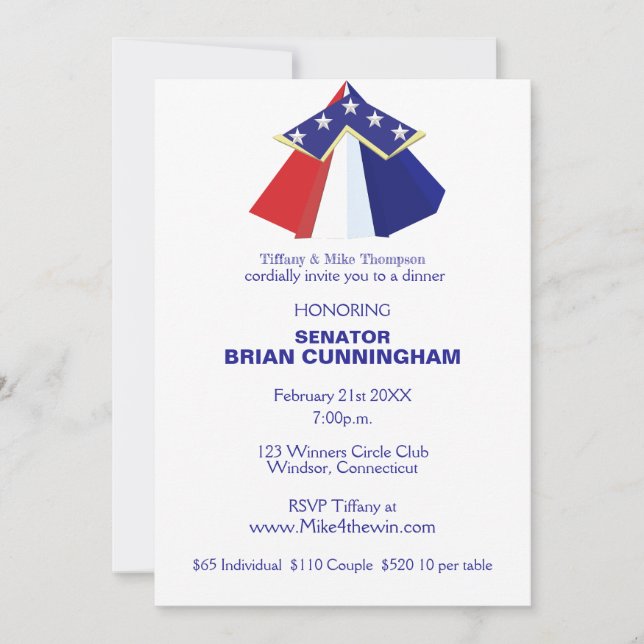 Editable Political Fundraising Campaign Patriotic Invitation (Front)