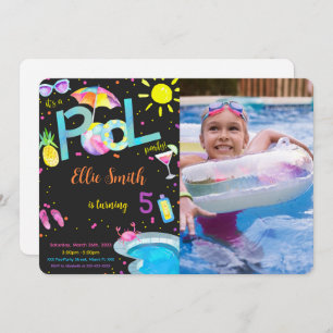 Editable Pool Birthday Photo Invitation